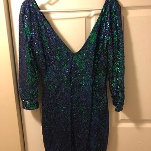 Sequin bodycon mini dress.